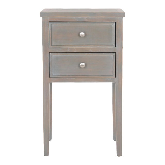 Watson Nightstand With Storage Drawers in French Grey For Sale
