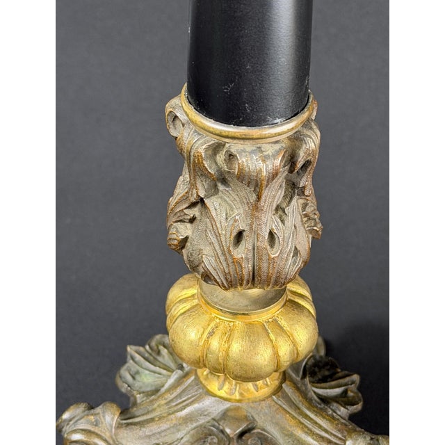Metal Antique French Bronze and Black Marble Candlesticks, 1860s, Set of 2 For Sale - Image 7 of 12