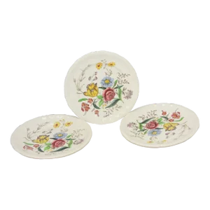1950s Copeland Spode Gainsborough Marlborough Round Salad Serving Plates- Set of 3