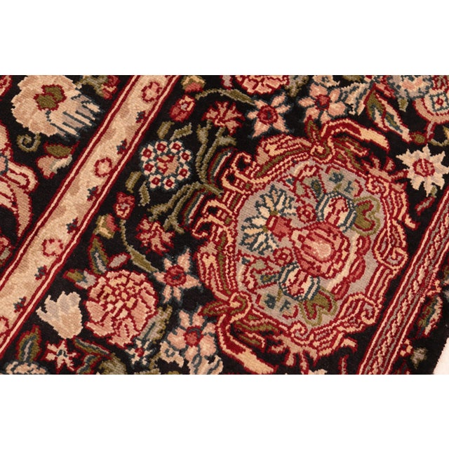 1990s Shabby Chic 1990's Pak-Persian Black/Pink Wool Rug - 6'2'' X 9'2'' For Sale - Image 5 of 9