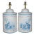 A Pair Vintage English Export Tea Caddy Hand-Painted Chinoiserie Figurines Table Lamp For Sale