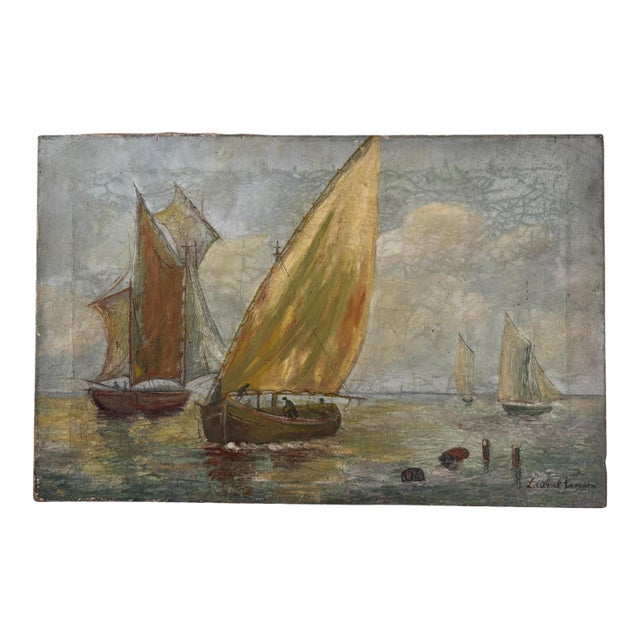 Charming 19th/20th Century French Impressionist Maritime Seascape – Oil on Canvas For Sale