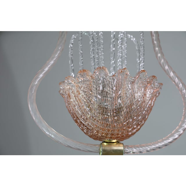 1950s Charming Pink and Trasparent Murano Glass Chandelier by Barovier E Toso For Sale - Image 14 of 16