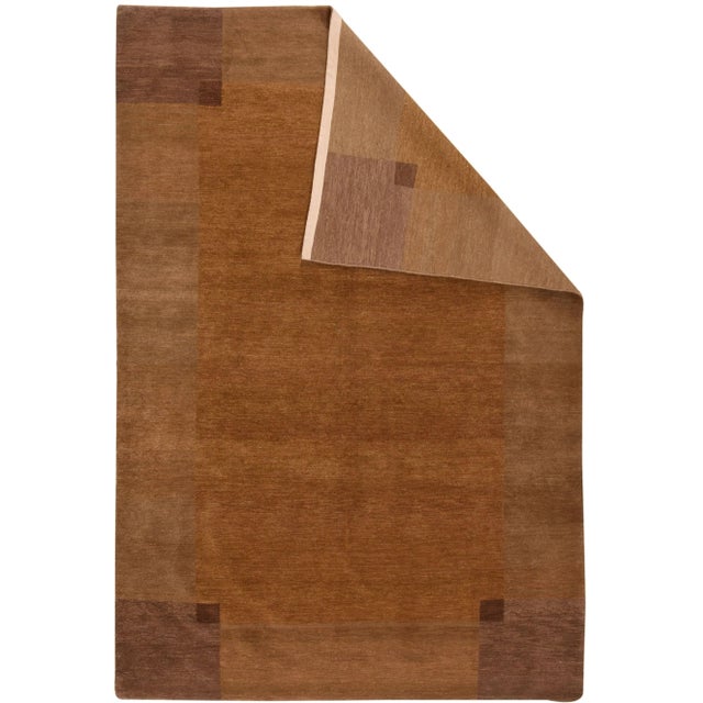 The less-is-more Gabbeh style has spread worldwide, and here is a vintage Tibetan contribution with a plain red abrashed...