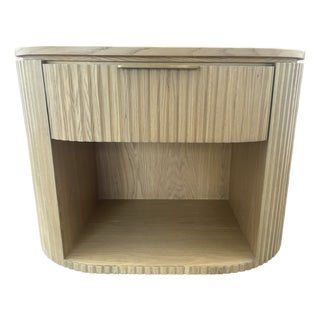 Rh Byron Open Nightstand – 32" Light Oak | American White Oak | Reeded Detail | Soft-Close Drawer For Sale