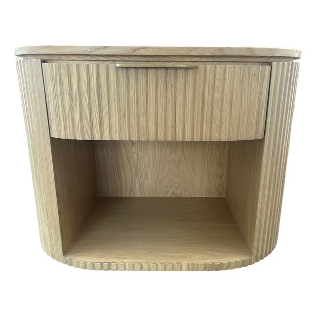 Rh Byron Open Nightstand – 32" Light Oak | American White Oak | Reeded Detail | Soft-Close Drawer For Sale