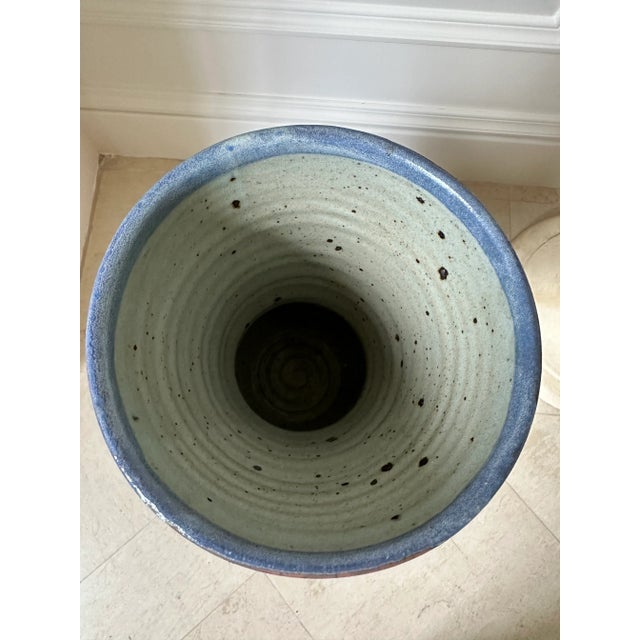 1980s Vintage Italian Mid Century Modern Handcrafted Ceramic Vase in Rust / Ochre / Bronze /Tan For Sale - Image 5 of 10