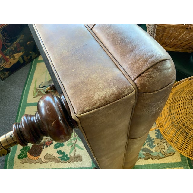 20th Century Thomasville Large Leather Chesterfield Ottoman For Sale - Image 10 of 12