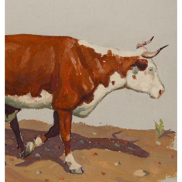 Fred Darge "Cow and Calf" Brown and White Abstract Impressionist Painting of Cows, Mid-20th Century For Sale - Image 9 of 11