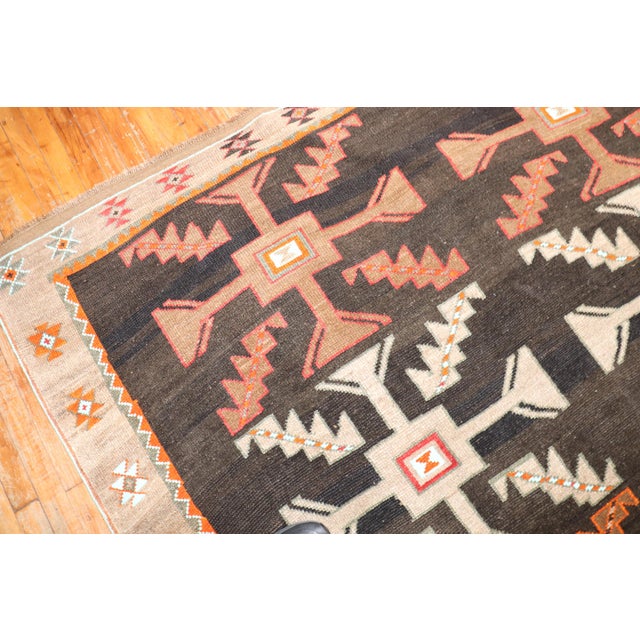Textile Vintage Zabihi Rug Collection Abstract Primitive Turkish Kars Carpet - 7'1" x 8'7" For Sale - Image 7 of 10
