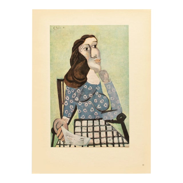 1946 Pablo Picasso "Woman in the Blue Corsage", Second Edition Period Offset Lithograph For Sale