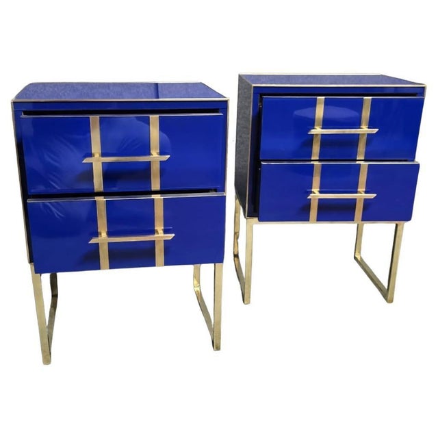 Blue Murano Glass Bedside Tables from Justfurnituress SRL, Set of 2 For Sale - Image 12 of 12