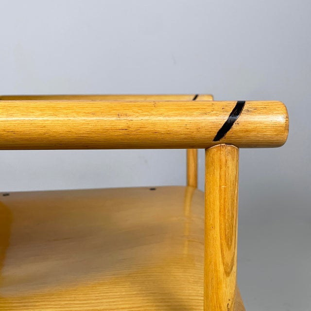 Italian Modern Chairs with Armrests in Wood and Black Metal, 1970s, Set of 2 For Sale - Image 16 of 18