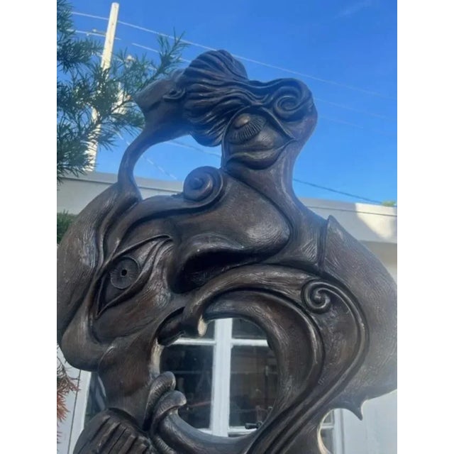 Abstract 89 Inches Tall Large Bronze Sculpture on Mable Base 1996 For Sale - Image 3 of 9