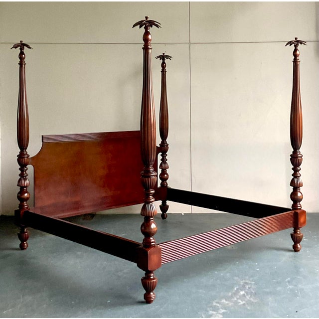 English Vintage Regency Rice Poster King Size Bed For Sale - Image 3 of 7