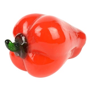 Mid Century Modern Handblown Red Bell Pepper Figurine Art Glass For Sale