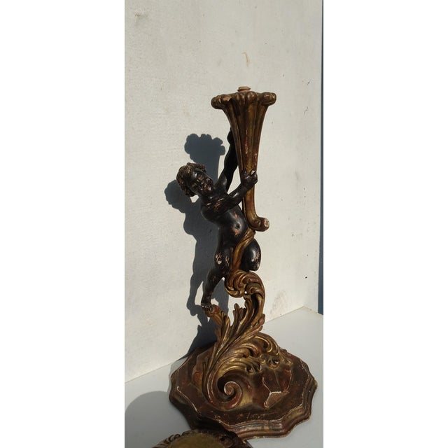 Antique Italian Carved and Gilded Wooden Plant Stand with Putti, 1890s For Sale - Image 10 of 18