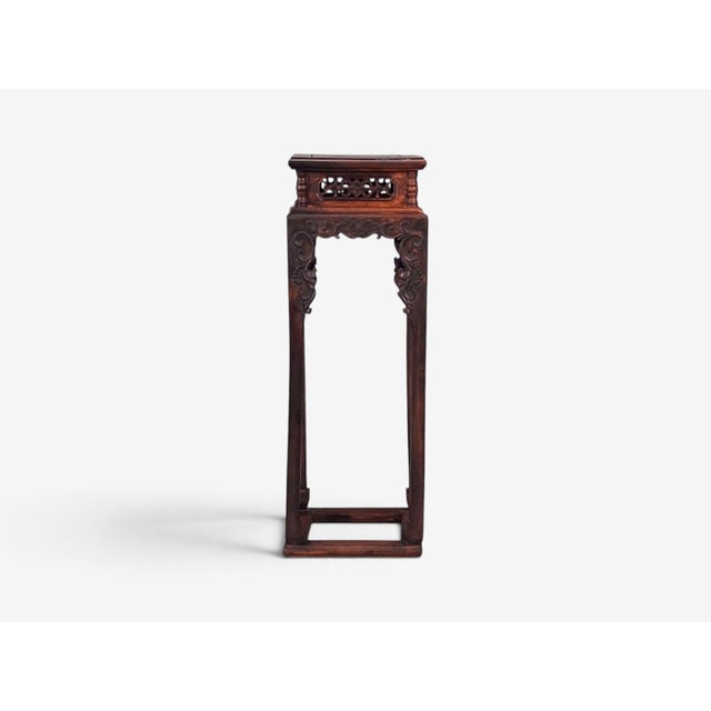 Chinese Pedestal or Plant Stand, Carved Hardwood, China, 20th C. For Sale - Image 4 of 14