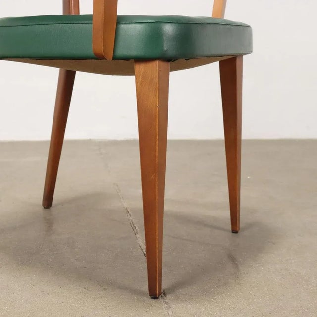 Beech and Faux Leather Dining Chair, 1960s For Sale - Image 3 of 9