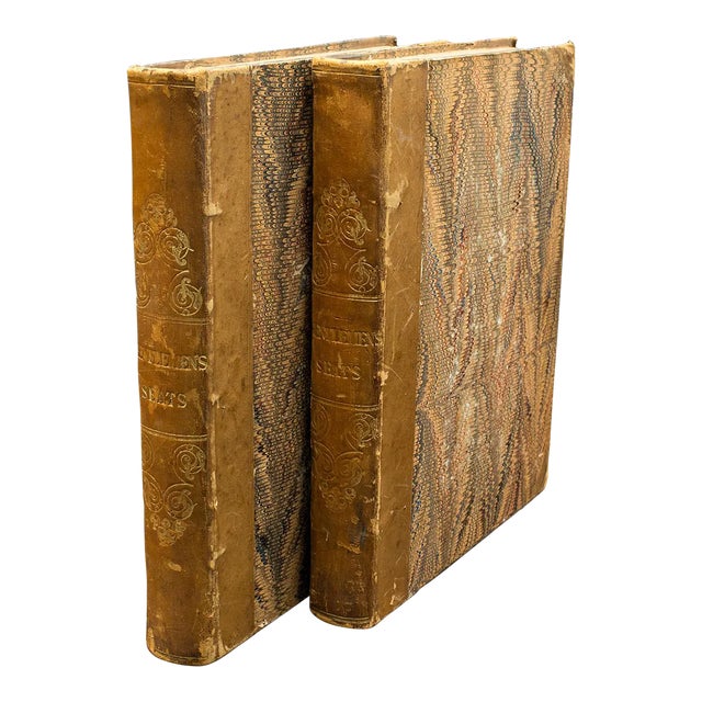 1829's 2 Antique Books, Jones' View of Seats Mansions & Noblemen For Sale