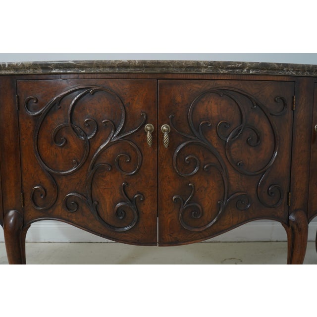 Henredon Chestnut Finish Demilune Marble Top Sideboard For Sale - Image 11 of 18