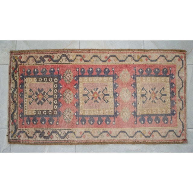 Hand Knotted Door Mat, Entryway Rug, Bath Mat, Kitchen Decor, Small Rug, Turkish Rug - 1′11″ × 3′7″ For Sale - Image 13 of 13