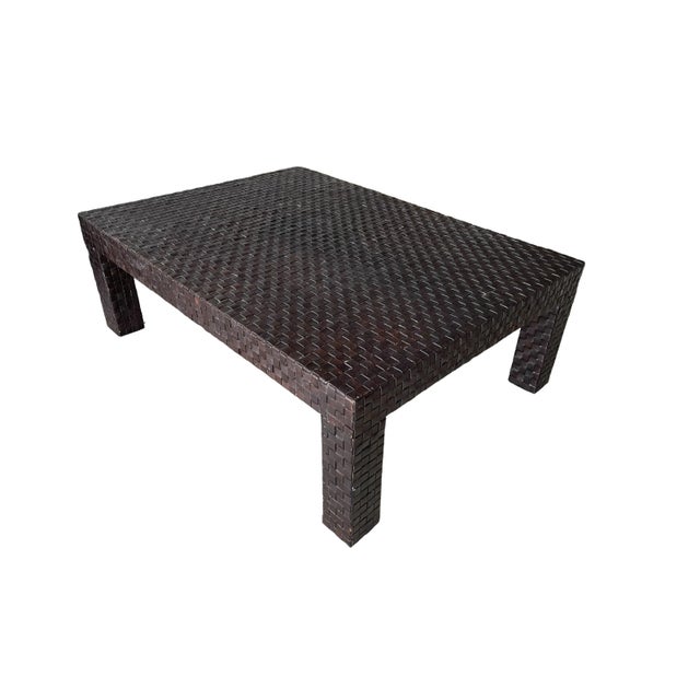 Modern Leather Woven Coffee Table For Sale - Image 4 of 8
