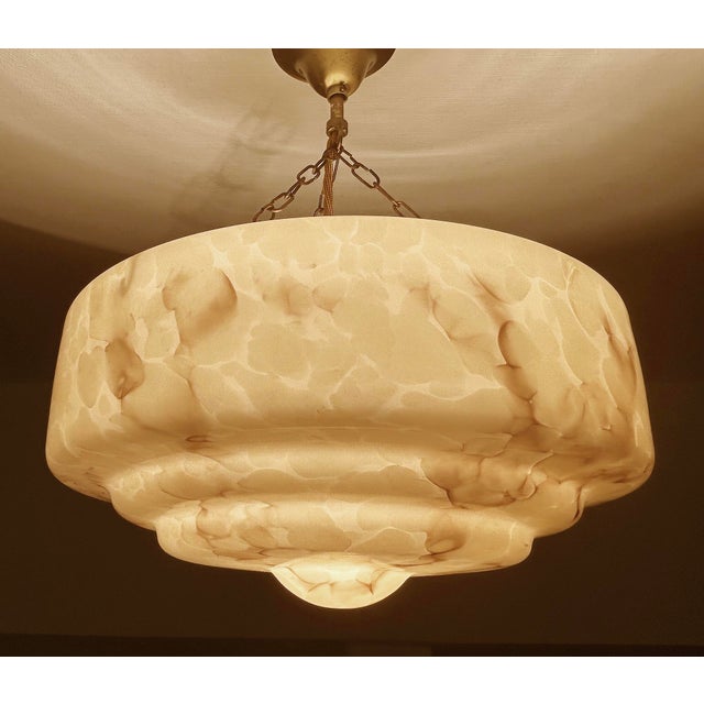 Art Deco Pendant Light in Pink Marble Glass, 1930s For Sale - Image 6 of 17
