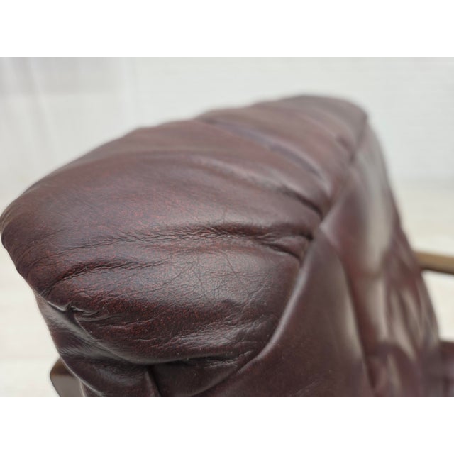 Scandinavian Armchair in Brown Furniture Leather, 1970s For Sale - Image 4 of 18