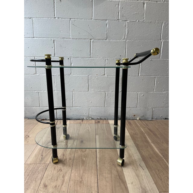 Metal Modern Black and Brass Tea or Bar Cart, Vintage Design, Elegant Style For Sale - Image 7 of 11