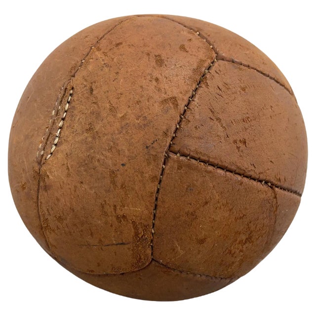 Vintage Brown Leather Medicine Ball, 1930s For Sale