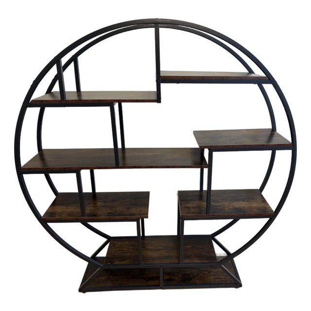 Large Vintage Round Architectural 6 Wooden Shelf Style Etagere' For Sale
