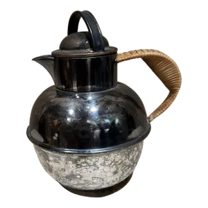 Antique Egw&s Silver Plate Personal Tea Pot Rattan Wrapped Handle