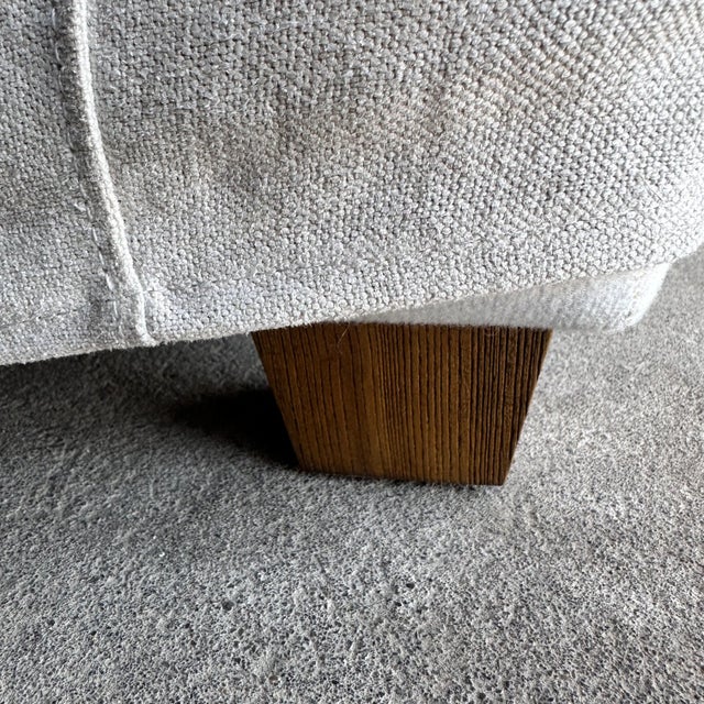 Slipcovered Slope Arm Sofa in Stone Washed Greige Linen With Down Cushions For Sale - Image 10 of 10