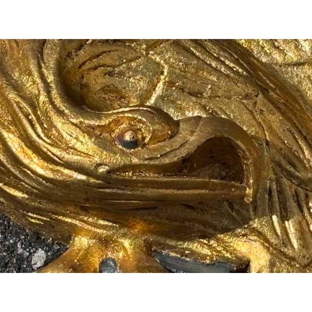 Gold Early 20th C. American Gilt Wood Carved Eagle + Shield Patriotic Icon For Sale - Image 8 of 10
