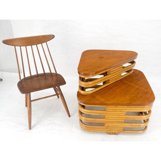 Wood Paul Frankl Side Table Rattan Bamboo Mid Century Modern c1960s MINT For Sale - Image 7 of 13