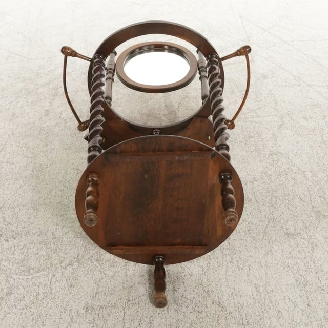 Brown Late 19th Century Victorian Wood Wash Stand With Barley Twist & Swivel Mirror For Sale - Image 8 of 8