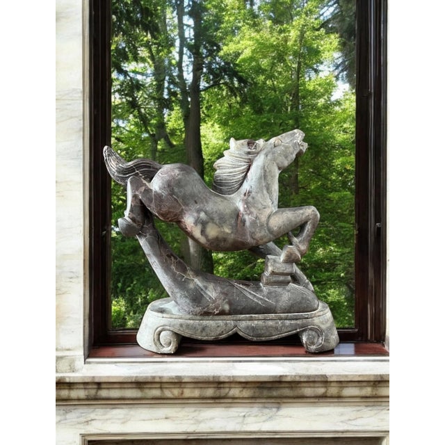 Chinese Vintage Natural Stone Horse Sculpture For Sale - Image 3 of 15