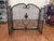 Metal Vintage Hand-Forged Wrought Iron Fireplace Hearth Set: Contemporary 3-Piece Screen & Pair of Andirons For Sale - Image 7 of 12