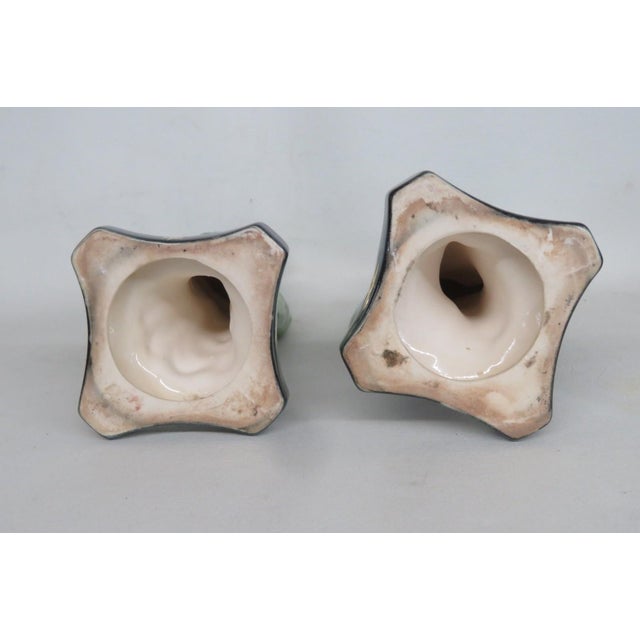 Ceramic Japanese Eosin Glazed Ceramic Figurines Pair of 2 Iridescent Rainbow Sheen 5028b For Sale - Image 7 of 10
