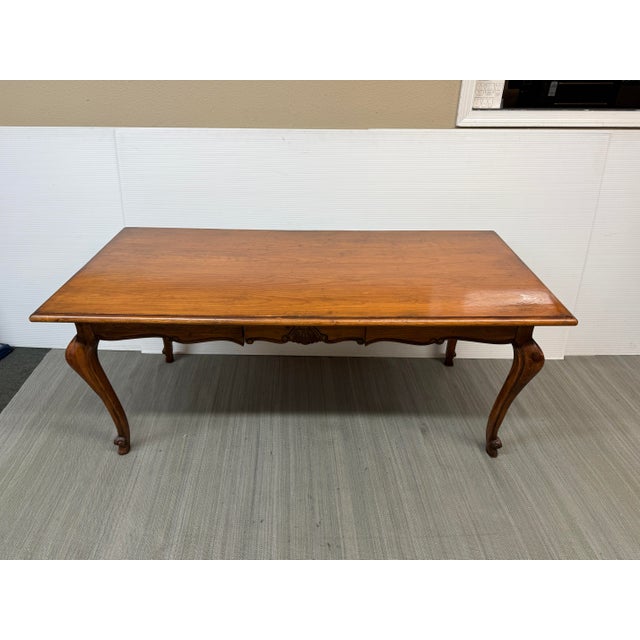 French Country Desk With Carved Cabriole Legs For Sale - Image 11 of 16
