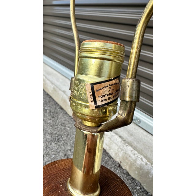 Wood 1960s Mid Century Modern Cork Table Lamp For Sale - Image 7 of 8