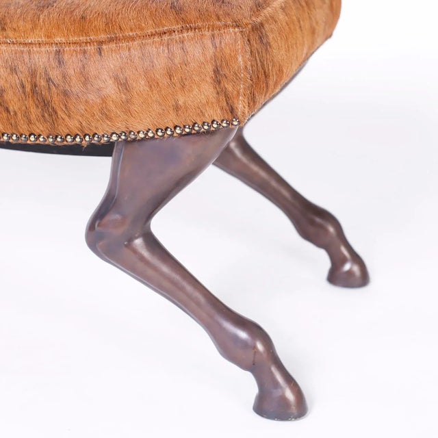 Wood Horse Hide Bench by Theodore Alexander For Sale - Image 7 of 8