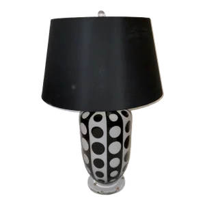 Currey & Co. Mid-Century Modern Inspired Black and White Geometric Cicero Table Lamp