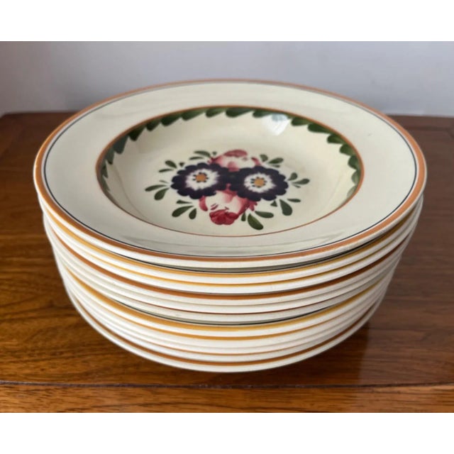 English Antique Baker "Old English" Soup Bowls-Set 11 For Sale - Image 3 of 11