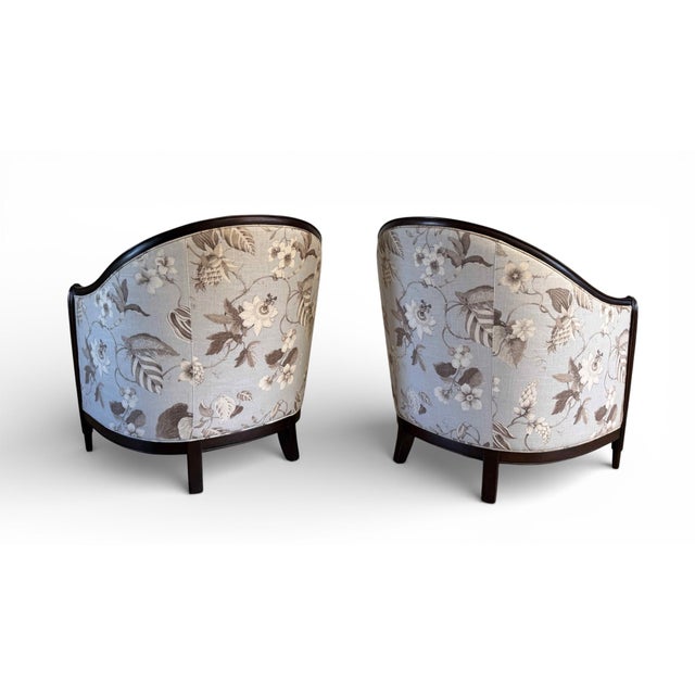 2000 - 2009 Thomasville Exposed Wood Art Deco Lounge Chairs, a Pair For Sale - Image 5 of 18