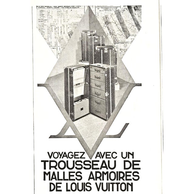 Art Deco 1930 Rare Pair-Original French Art Deco Advertisement Prints-Louis Vuitton Travel Products For Sale - Image 3 of 5