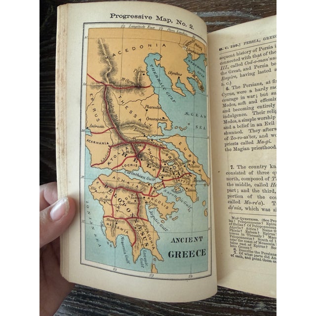 1871 a Manual of General History by John J. Anderson, Antique School History Book With Hand-Colored Maps For Sale - Image 4 of 10