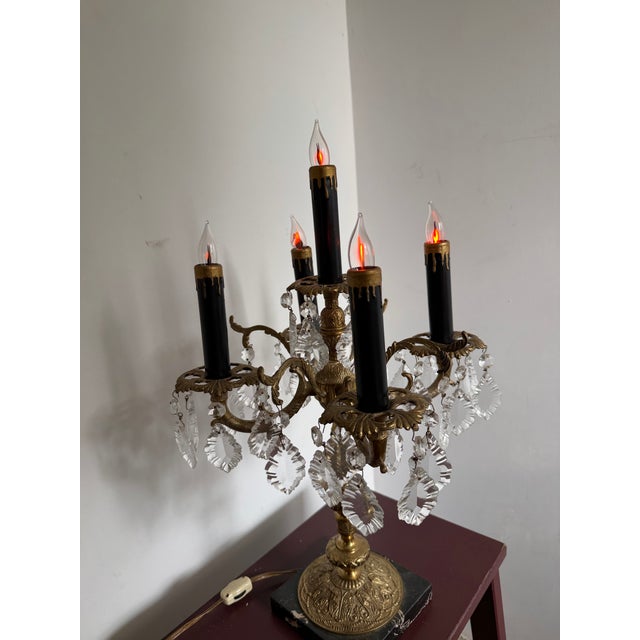 Victorian Tabletop Electric Five-Arm Candelabra Table Lamp For Sale - Image 10 of 11