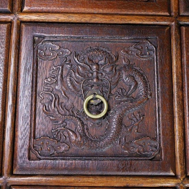 Wood Huali Rosewood Nine-Grid Treasure Box With Dragon Motif For Sale - Image 7 of 9